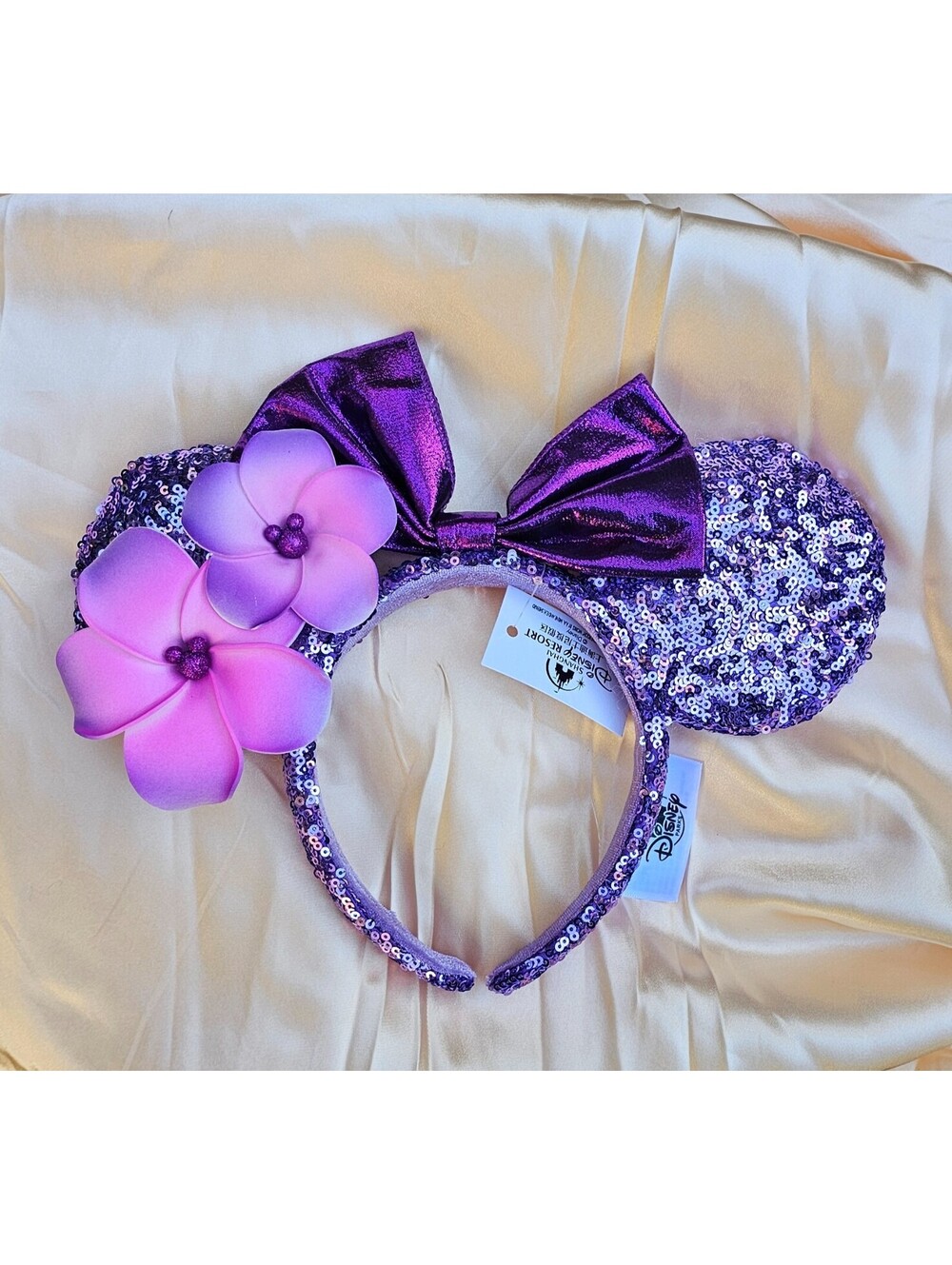 Purple Aulani Flower Minnie Ears Headband nwt